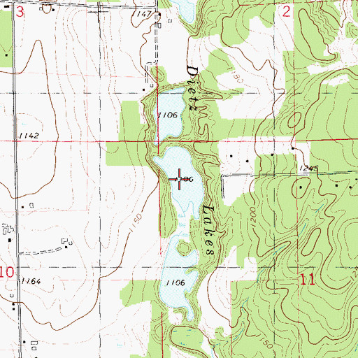 Topographic Map of Dietz Lakes, WI