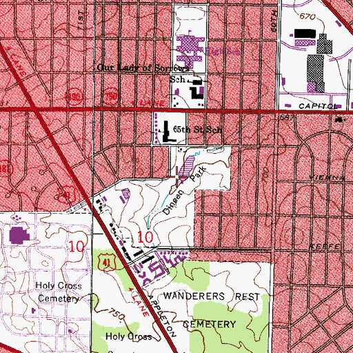 Topographic Map of Dineen Park, WI