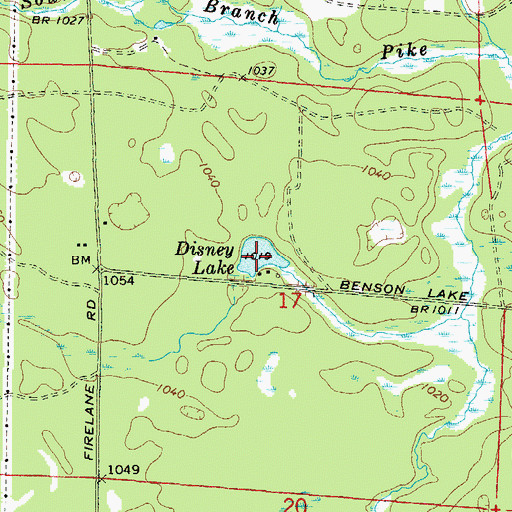 Topographic Map of Disney Lake, WI