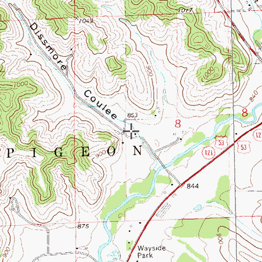 Topographic Map of Dissmore Coulee, WI