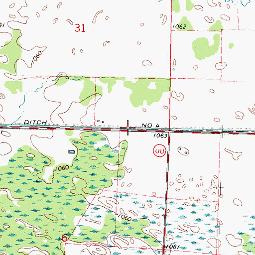 Topographic Map of Ditch Number Four, WI