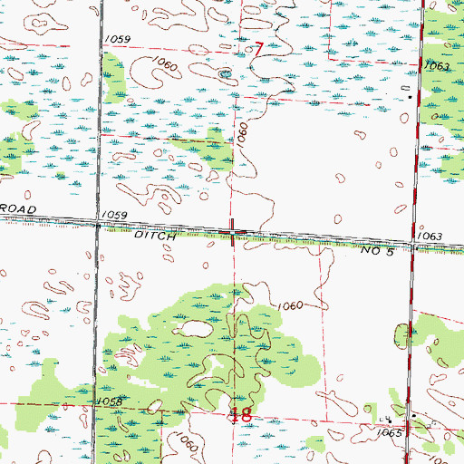 Topographic Map of Ditch Number Five, WI