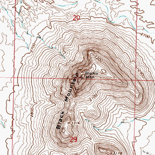 Topographic Map of Black Mountain, AZ