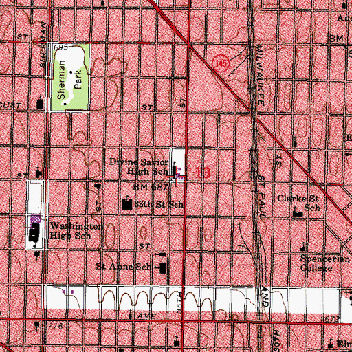 Topographic Map of Christian Faith Academy, WI
