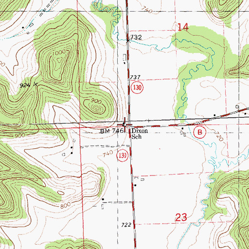 Topographic Map of Dixon School, WI