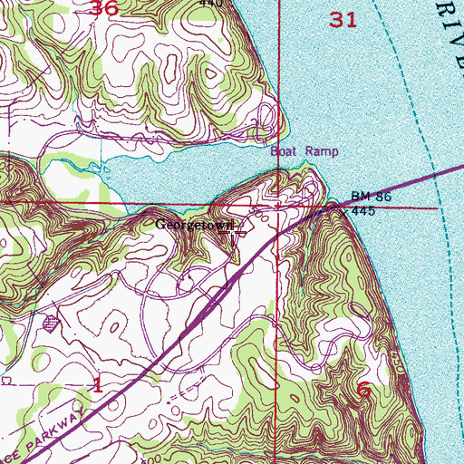 Topographic Map of Georgetown, AL