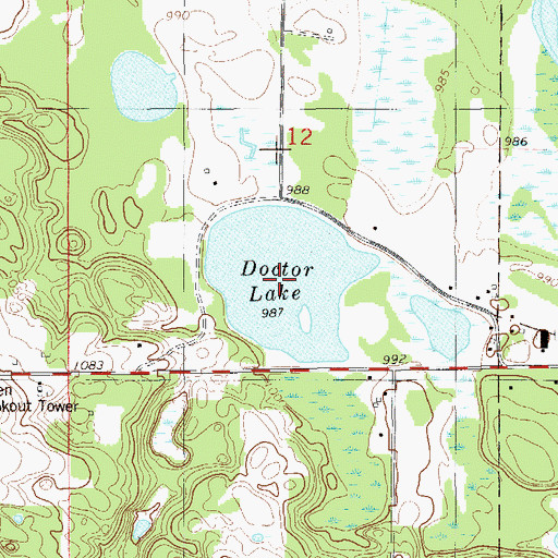 Topographic Map of Doctor Lake, WI