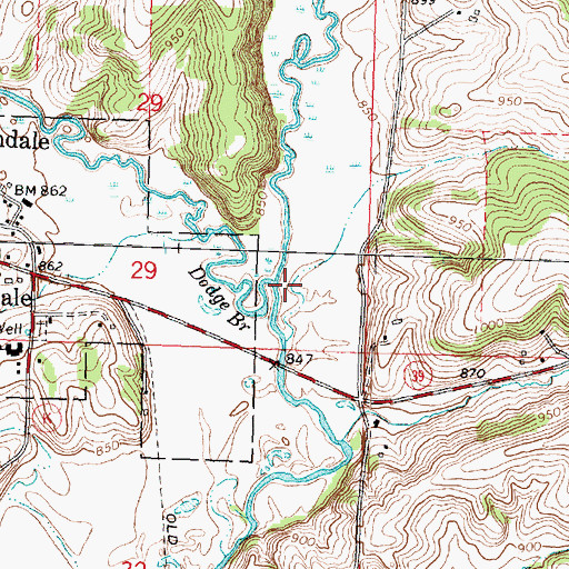 Topographic Map of Dodge Branch, WI
