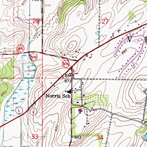 Topographic Map of Dodges Corner School, WI