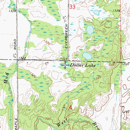 Topographic Map of Dollar Lake, WI