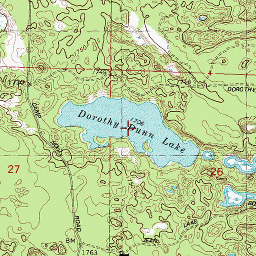 Topographic Map of Dorothy Dunn Lake, WI