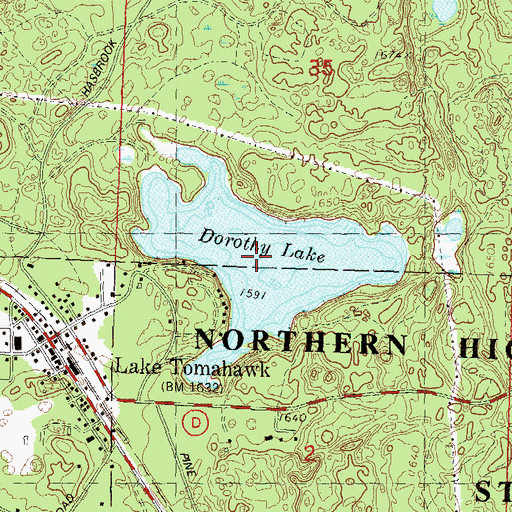 Topographic Map of Dorothy Lake, WI