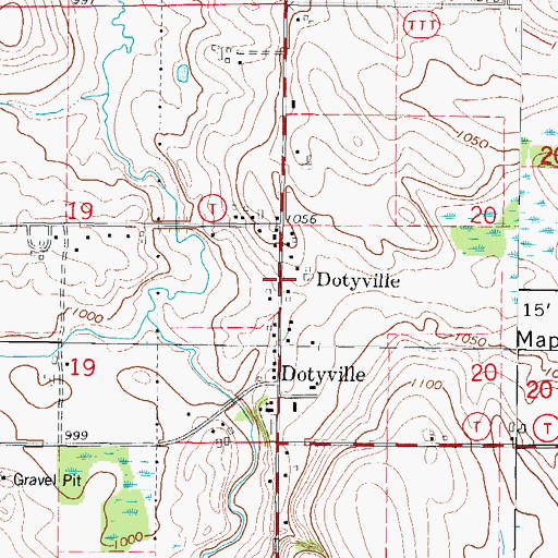 Topographic Map of Dotyville, WI