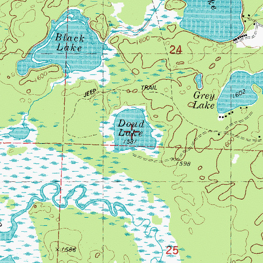Topographic Map of Doud Lake, WI