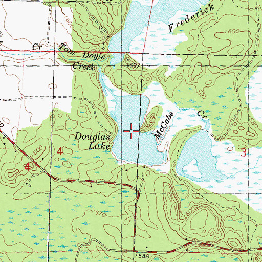 Topographic Map of Douglas Lake, WI