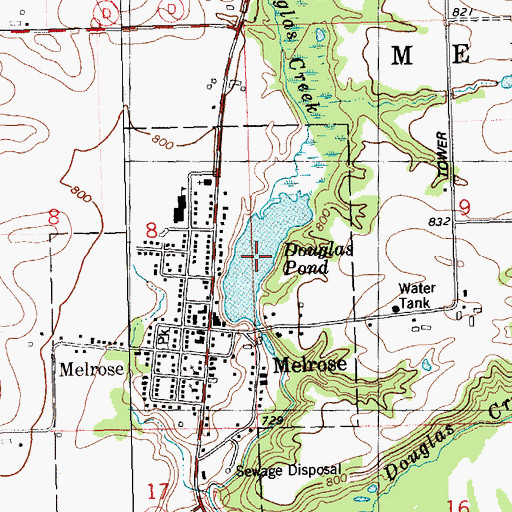 Topographic Map of Douglas Pond, WI