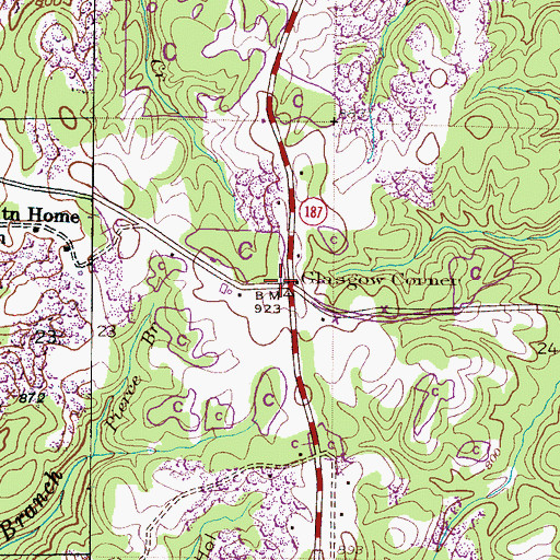 Topographic Map of Glasgow Corner, AL