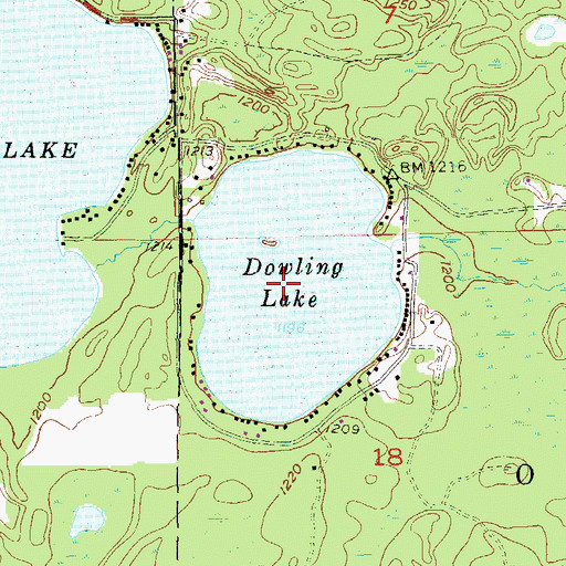 Topographic Map of Dowling Lake, WI