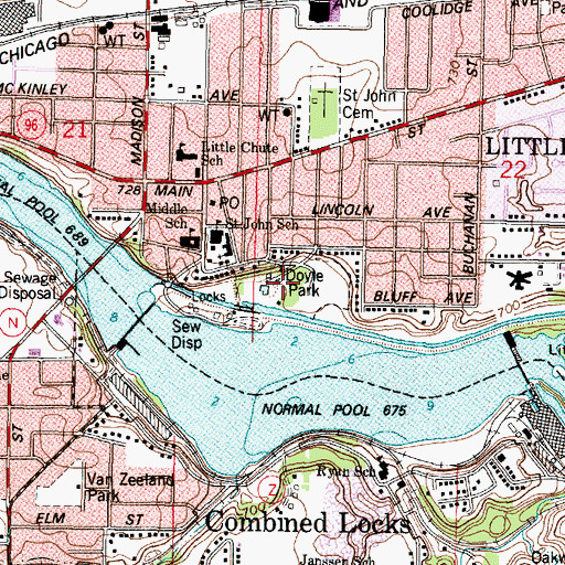 Topographic Map of Doyle Park, WI