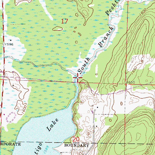 Topographic Map of Drake Creek, WI