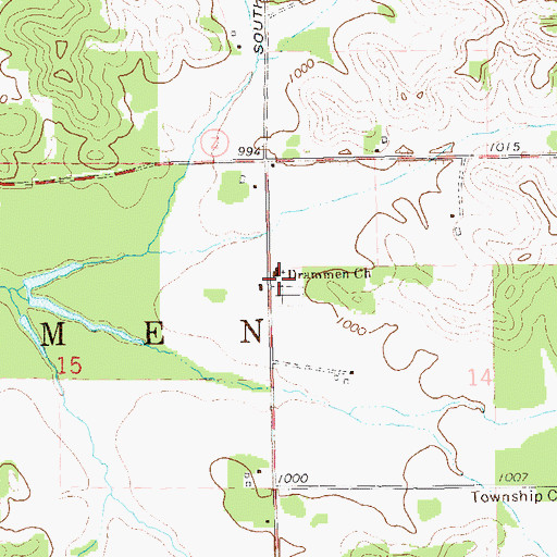 Topographic Map of Drammen Lutheran Church, WI