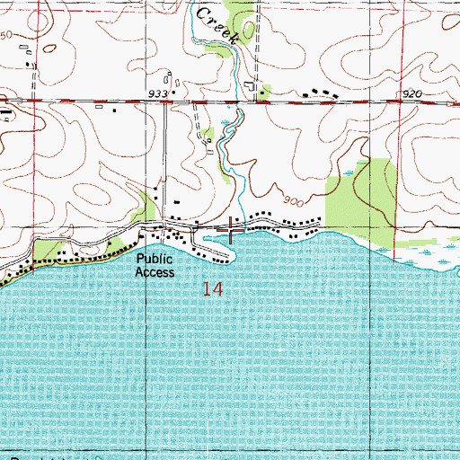 Topographic Map of Drew Creek, WI