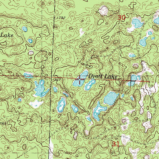 Topographic Map of Drott Lake, WI