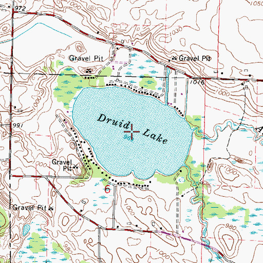 Topographic Map of Druid Lake, WI