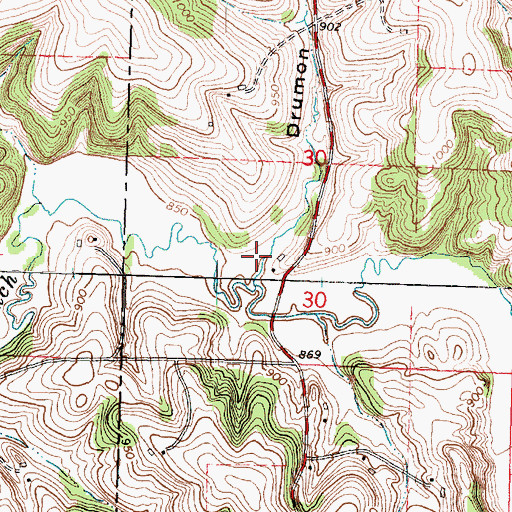 Topographic Map of Drumon Valley, WI