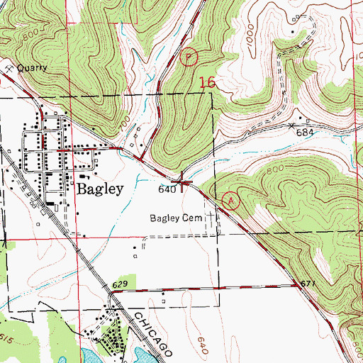 Topographic Map of Dry Hollow, WI