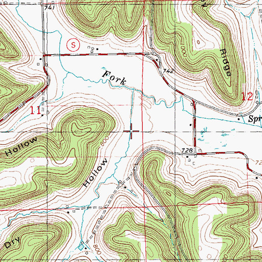 Topographic Map of Dry Hollow, WI