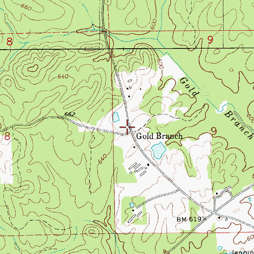 Topographic Map of Gold Branch, AL