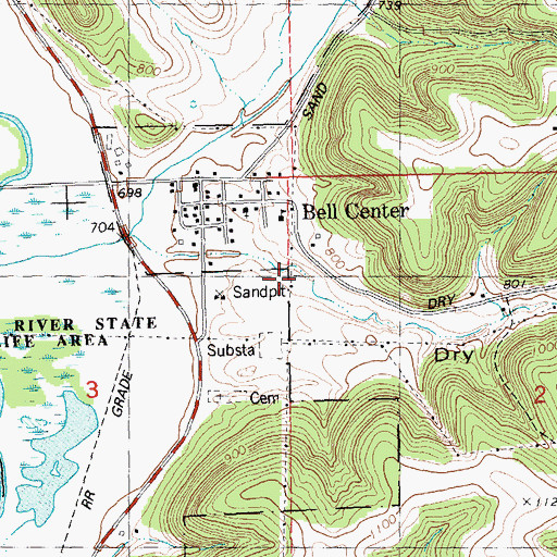 Topographic Map of Dry Hollow, WI