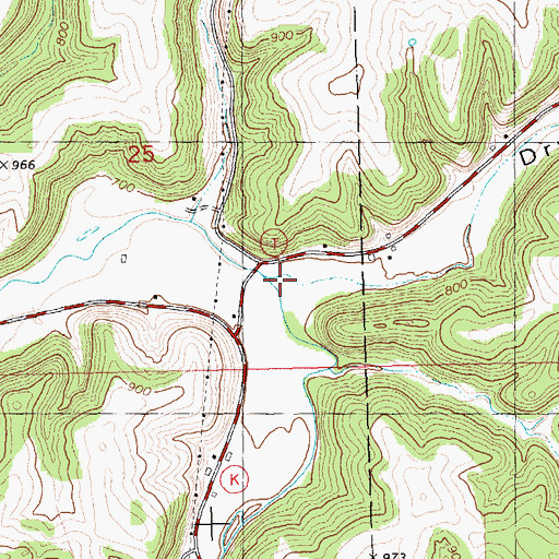 Topographic Map of Dry Hollow, WI