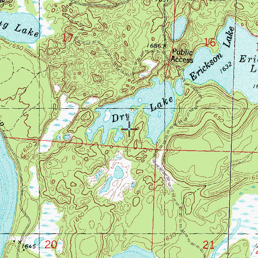 Topographic Map of Dry Lake, WI