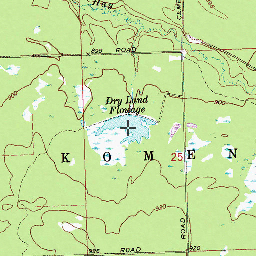 Topographic Map of Dry Land Flowage, WI