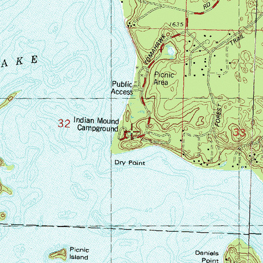 Topographic Map of Dry Point, WI