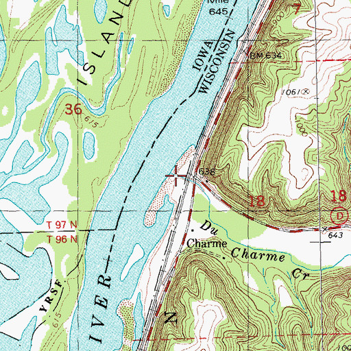 Topographic Map of Du Charme Creek, WI