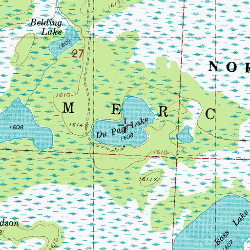 Topographic Map of DuPage Lake, WI