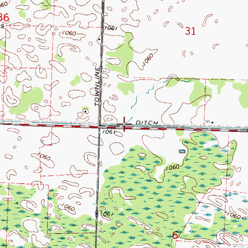 Topographic Map of Duck Creek, WI