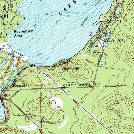 Topographic Map of Duck Hill, WI