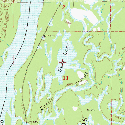 Topographic Map of Duck Lake, WI