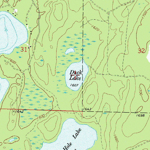 Topographic Map of Duck Lake, WI