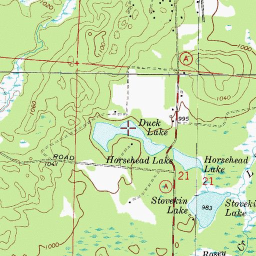 Topographic Map of Duck Lake, WI