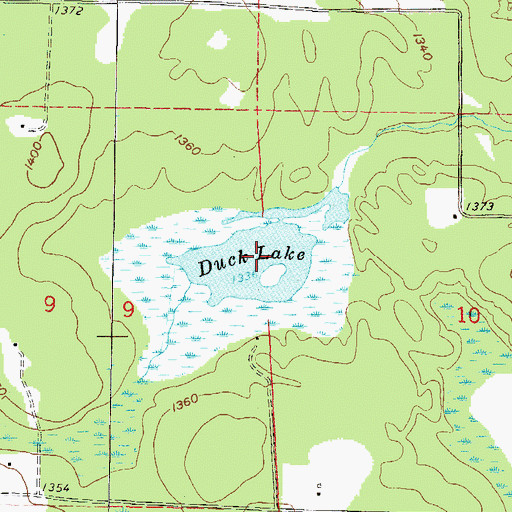 Topographic Map of Duck Lake, WI