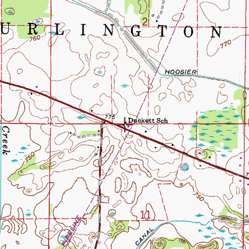 Topographic Map of Duckett School, WI