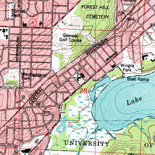 Topographic Map of Wingra School, WI