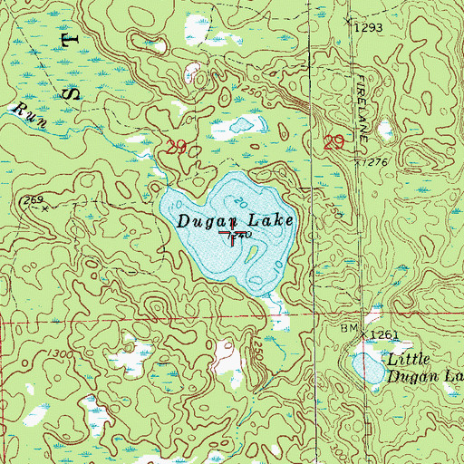 Topographic Map of Dugan Lake, WI