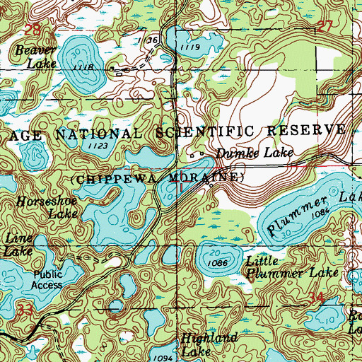 Topographic Map of Dumke Lake, WI