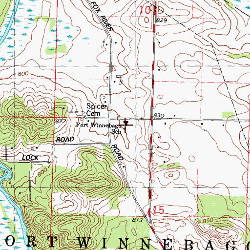 Topographic Map of Fort Winnebago Elementary School, WI